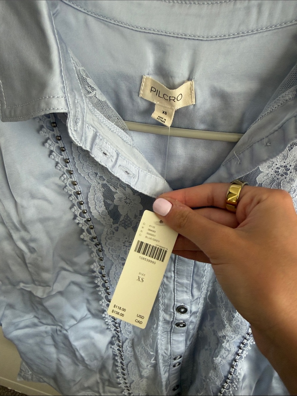 Pilcro Light Blue “The Quincy Lace Blouse” NWT - Picture 2 of 5